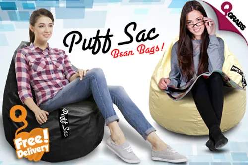 For QR195 Lounge with Classic OR Uniquely Shaped Puff Sac Bean Bags with FREE Delivery - Choose from 4 Fun Colors! (QR650 Value)